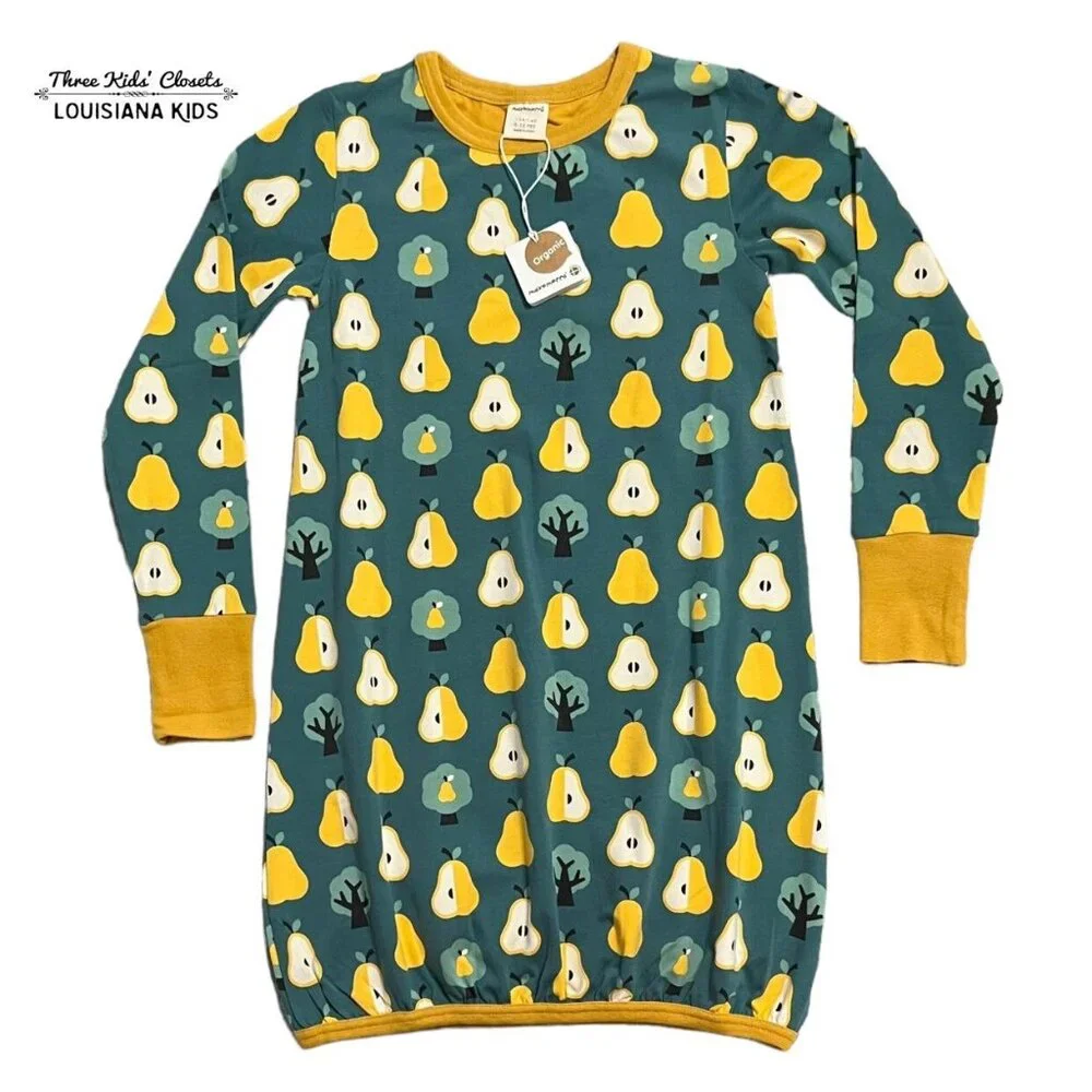 NEW Maxomorra Sz 134/140 (9-10Y) Organic Golden Pear Balloon Dress